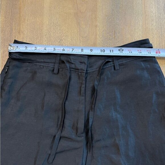 FRAME Wide‎ Leg Linen Blend Trousers High Rise Black Size 8 - Picture 10 of 14